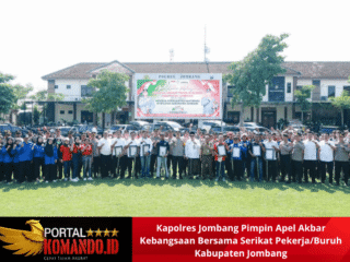 Kapolres Jombang Pimpin Apel Akbar Kebangsaan Bersama Serikat Pekerja/Buruh Kabupaten Jombang