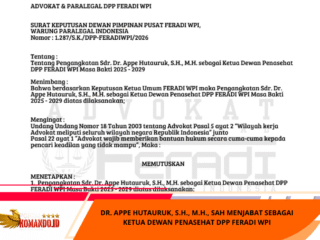 Dr. Appe Hutauruk, S.H., M.H., SAH Menjabat sebagai Ketua Dewan Penasehat DPP FERADI WPI