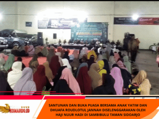 Santunan Dan Buka Puasa Bersama Anak Yatim Dan Dhuafa Roudlotul Jannah Diselenggarakan Oleh Haji Nuur Hadi Di Sambibulu Taman Sidoarjo