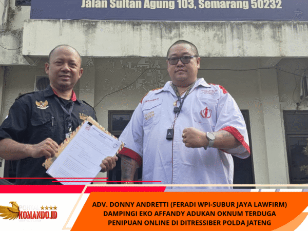 Adv. Donny Andretti (FERADI WPI-SUBUR JAYA LAWFIRM) Dampingi Eko Affandy Adukan Oknum Terduga Penipuan Online di DitResSiber Polda Jateng