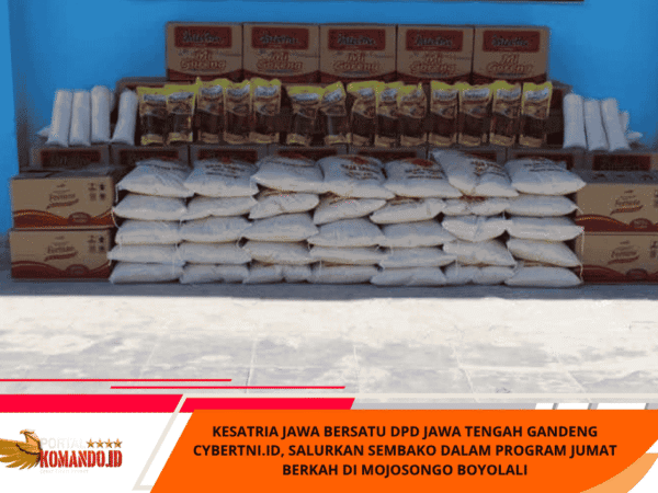 KESATRIA JAWA BERSATU DPD JAWA TENGAH GANDENG CYBERTNI.ID, SALURKAN SEMBAKO DALAM PROGRAM JUMAT BERKAH DI MOJOSONGO BOYOLALI